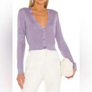 IRO Idris Metallic Lavender Cardigan Top XS Purple Knit Button Front